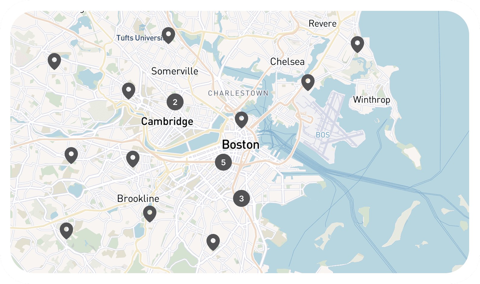 Massachusetts map showing local focus