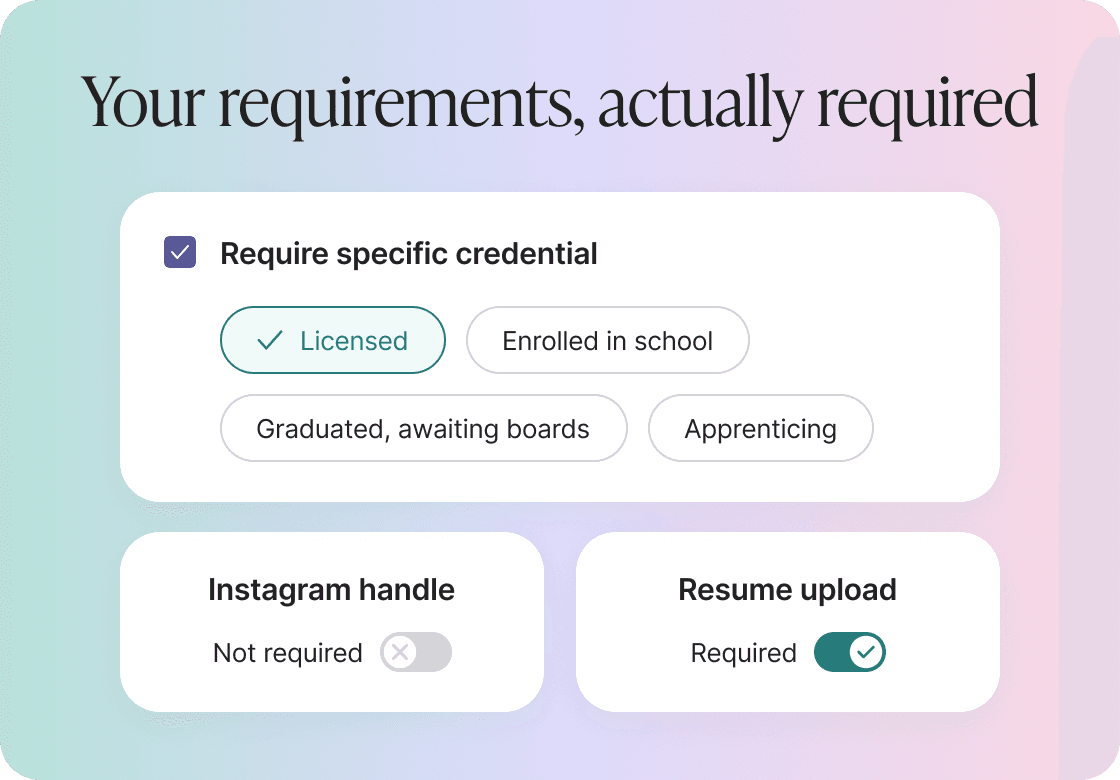 Customized Application Forms: get qualified applicants only